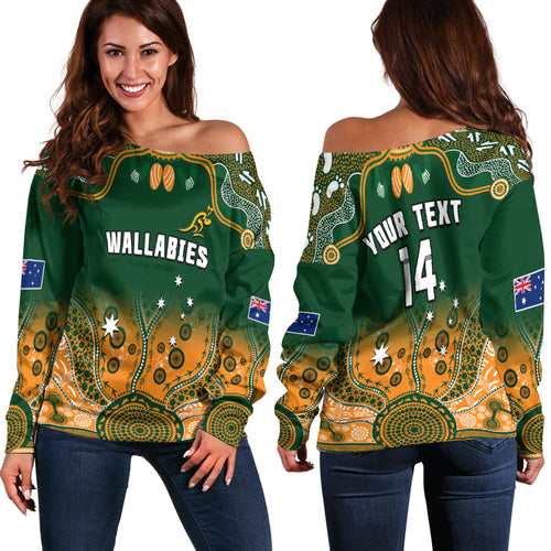 custom-text-and-number-australia-rugby-off-shoulder-sweater-wallabies-kangaroo-green-aboriginal