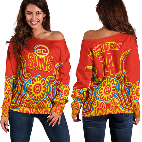 custom-text-and-number-gold-coast-football-off-shoulder-sweater-suns-indigenous-pattern