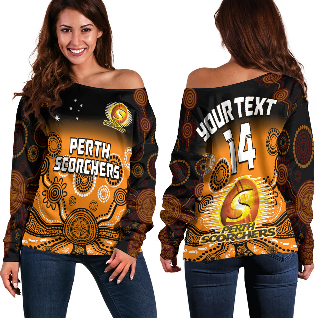 custom-text-and-number-perth-scorchers-off-shoulder-sweater-gradient-aboriginal-dot-painting