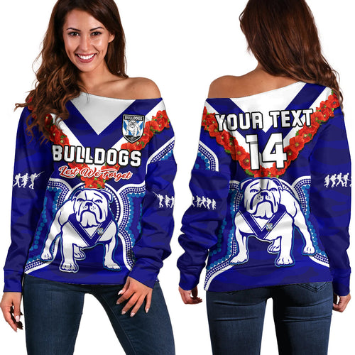custom-text-and-number-bulldogs-rugby-anzac-2023-off-shoulder-sweater-dots-poppy-mix-camouflage-lest-we-forget