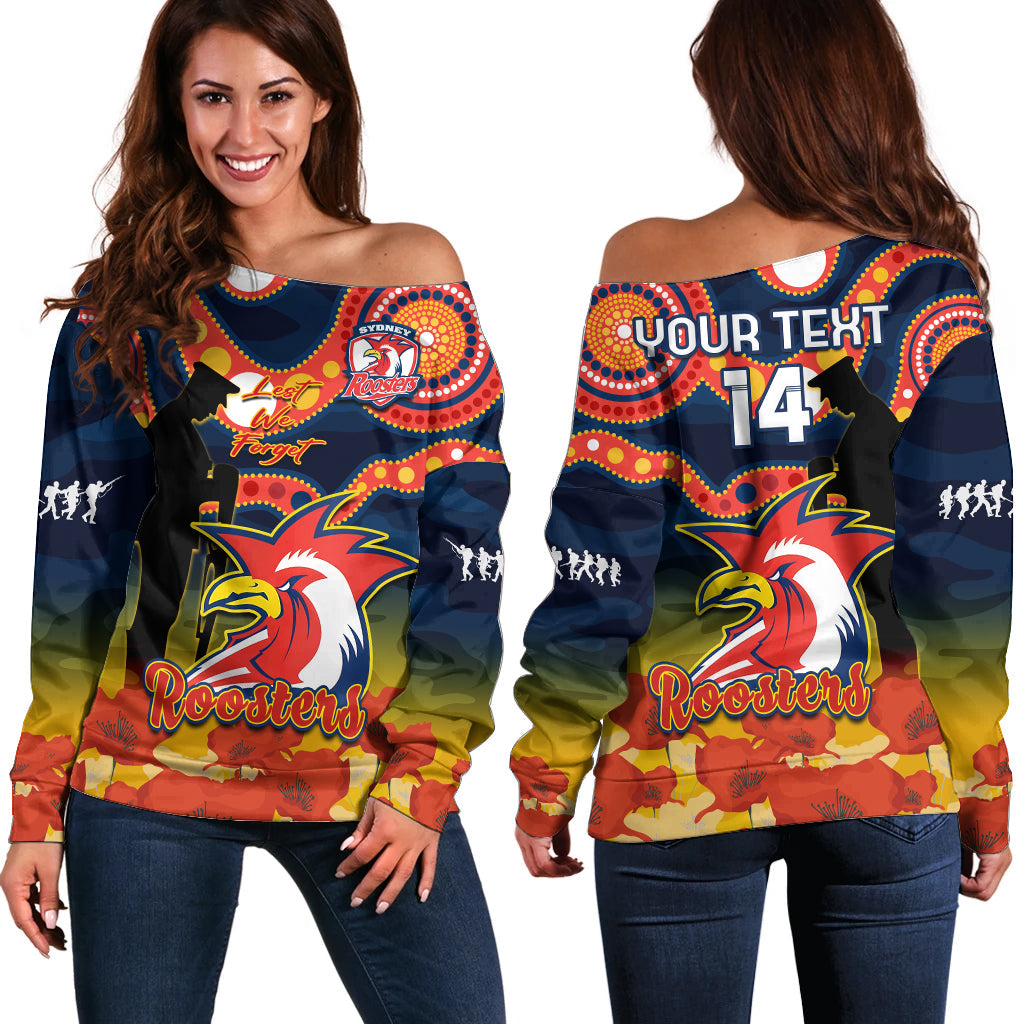 custom-text-and-number-roosters-rugby-anzac-2023-off-shoulder-sweater-dots-poppy-mix-camouflage-lest-we-forget