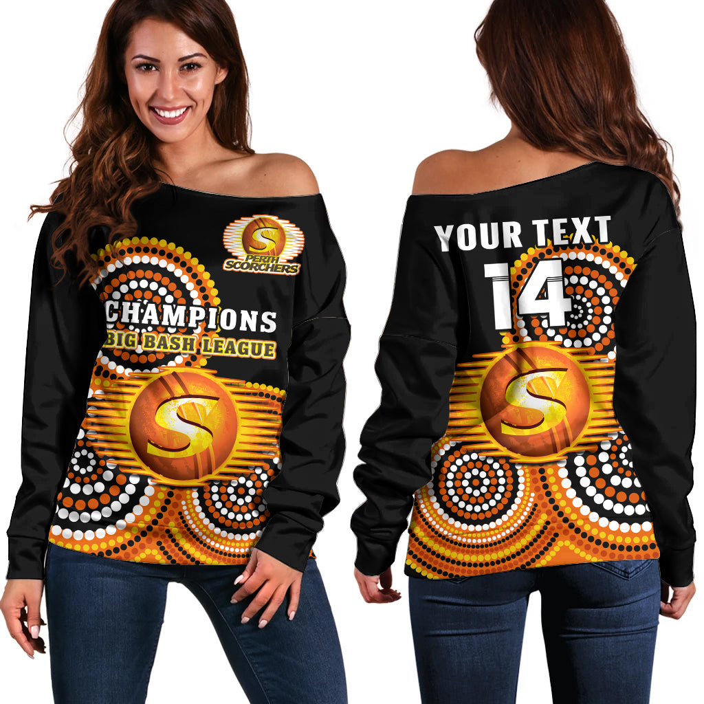 custom-text-and-number-perth-scorchers-cricket-off-shoulder-sweater-champions-bbl12-proud-indigenous-art