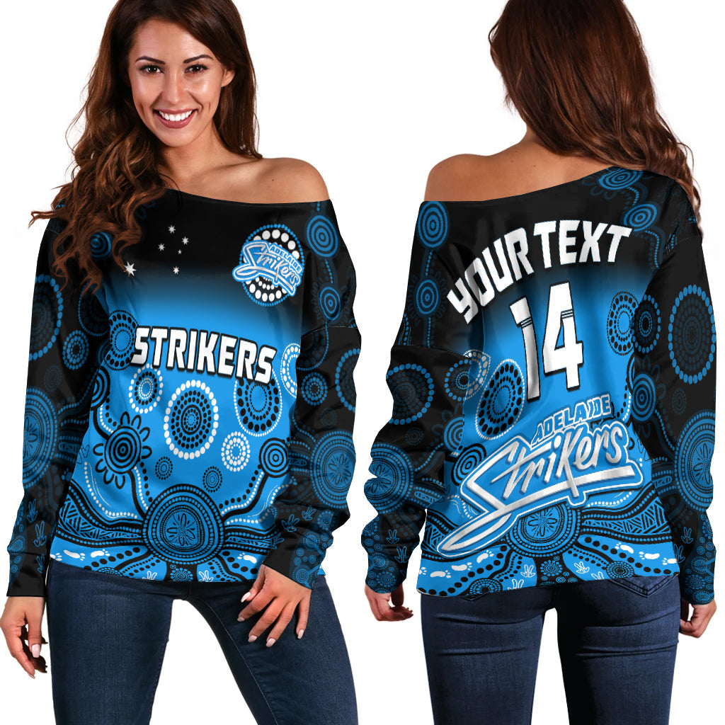 custom-text-and-number-adelaide-strikers-off-shoulder-sweater-gradient-aboriginal-dot-painting