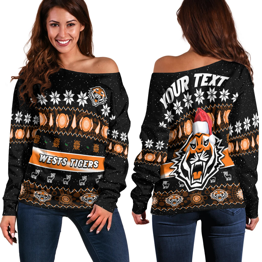 custom-personalised-wests-tigers-christmas-off-shoulder-sweater-aboriginal-art-merry-xmas