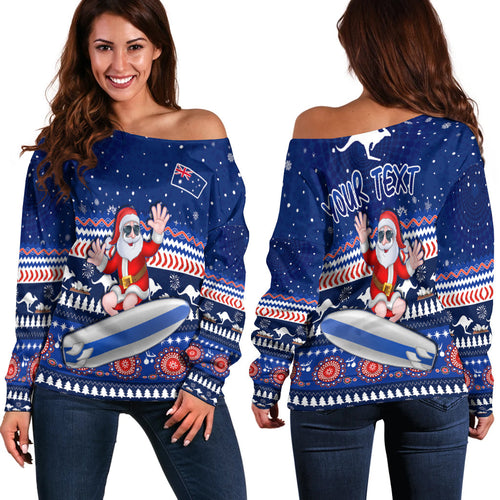 custom-personalised-australia-christmas-off-shoulder-sweater-aussie-aboriginal-santa-claus-is-surfing-with-kangaroo