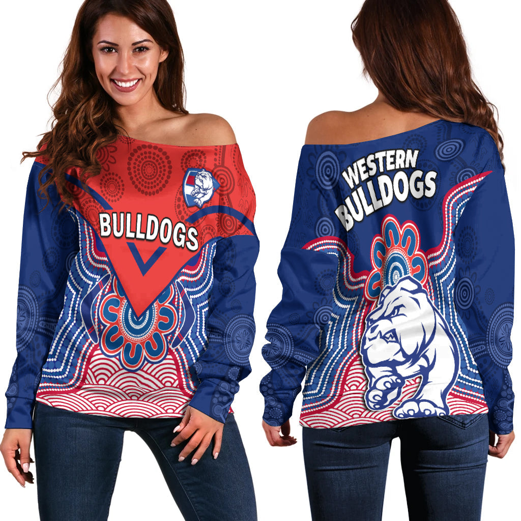 bulldogs-football-off-shoulder-sweater-western-doggies-aboriginal-art