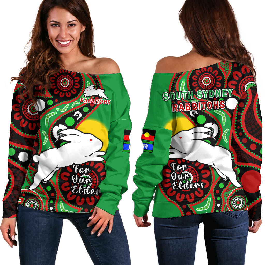 rabbitohs-rugby-naidoc-2023-off-shoulder-sweater-for-our-elders-aboriginal