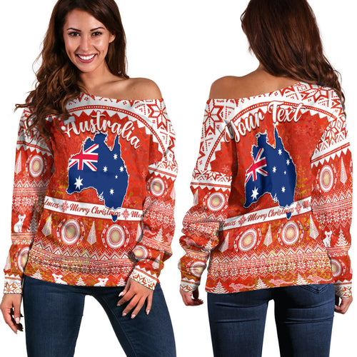 custom-personalised-australia-off-shoulder-sweater-australian-map-aboriginal-painting-merry-christmas