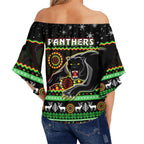 panthers-christmas-off-shoulder-waist-wrap-top-aboriginal-pattern-penrith-black-version