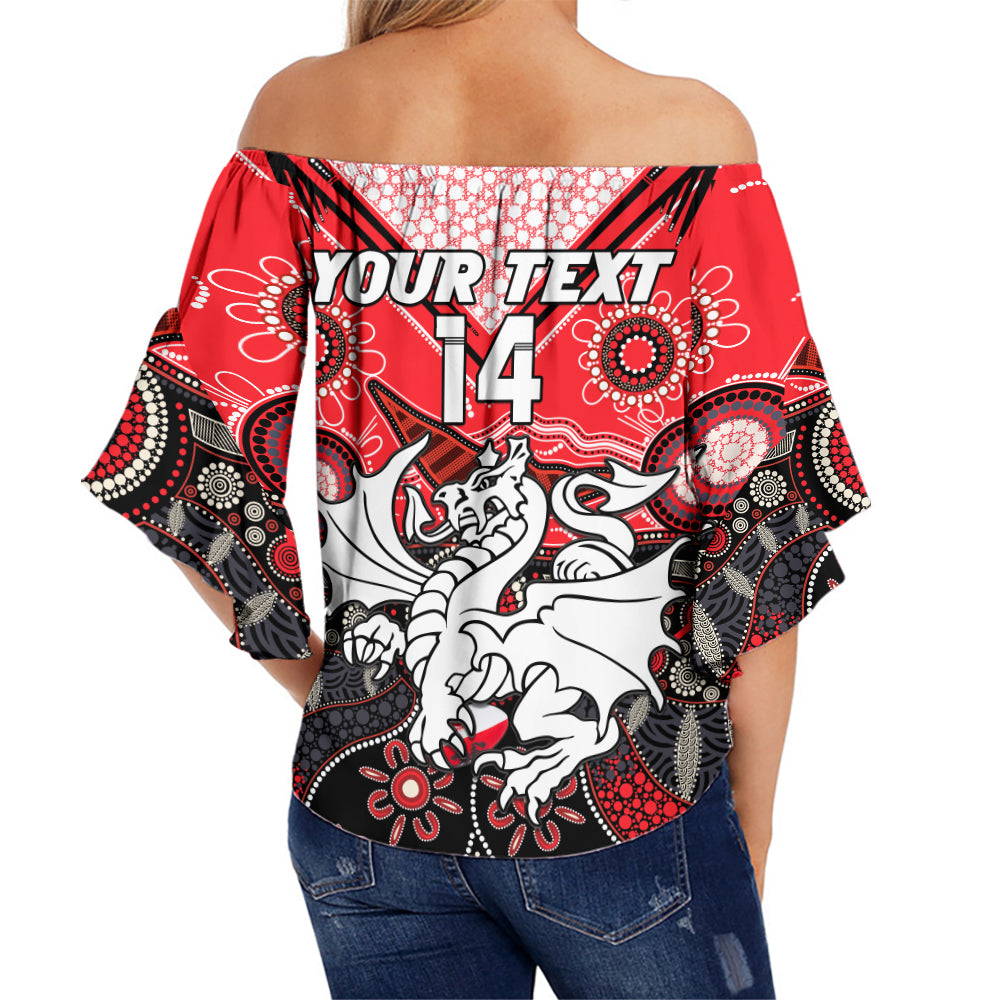 custom-text-and-number-dragons-rugby-off-shoulder-waist-wrap-top-indigenous-pattern-artsy-version