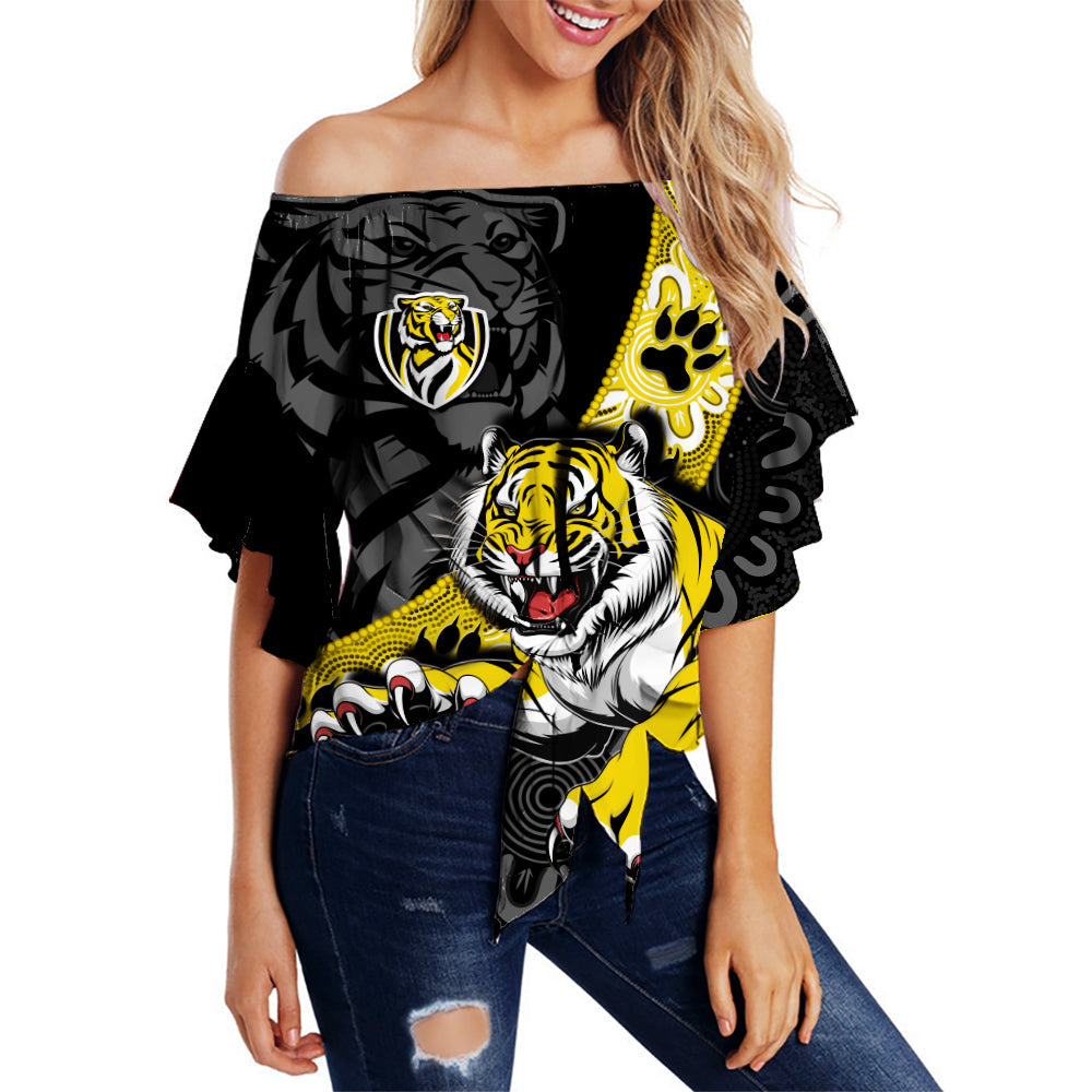 custom-text-and-number-richmond-football-off-shoulder-waist-wrap-top-tigers-1885-indigenous-basic-style