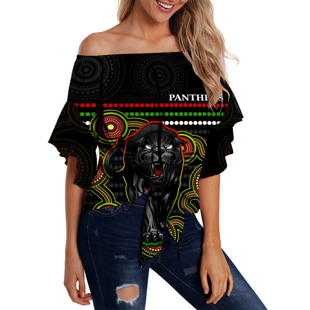 custom-personalised-panthers-indigenous-off-shoulder-waist-wrap-top-version-black-alternate