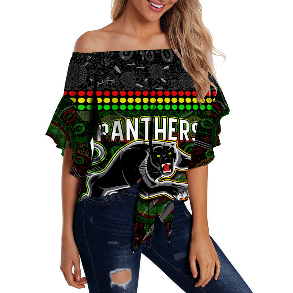 custom-personalised-panthers-off-shoulder-waist-wrap-top-premiers-2022-aboriginal