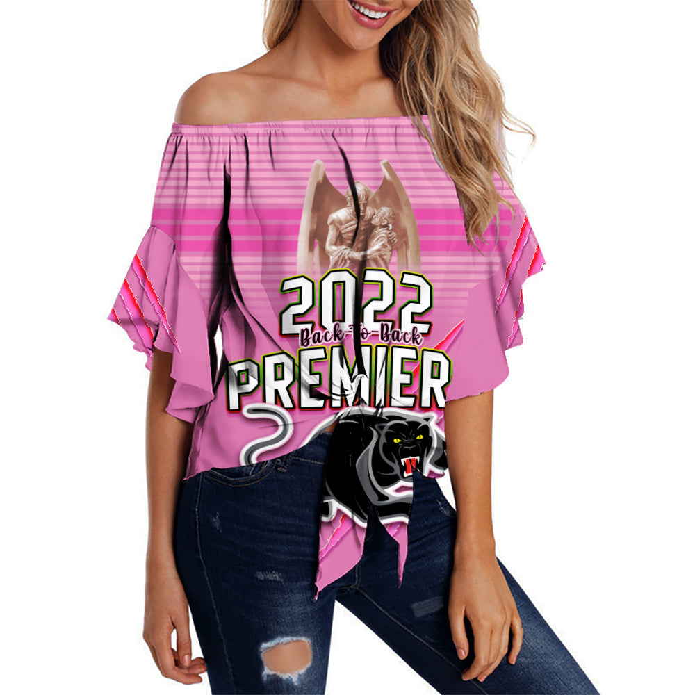 custom-personalised-panthers-proud-off-shoulder-waist-wrap-top-back-to-back-premiers-2022-version-pink