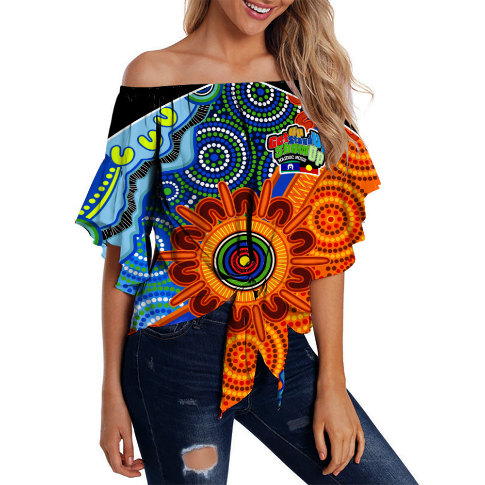 custom-text-and-number-naidoc-week-2022-off-shoulder-waist-wrap-top-aboriginal-and-torres-strait-islander-together