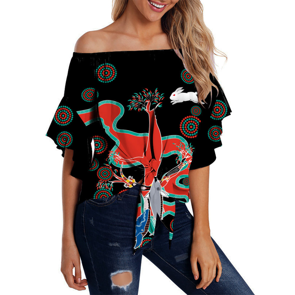 custom-text-and-number-rabbitohs-off-shoulder-waist-wrap-top-go-the-bunnies-aboriginal