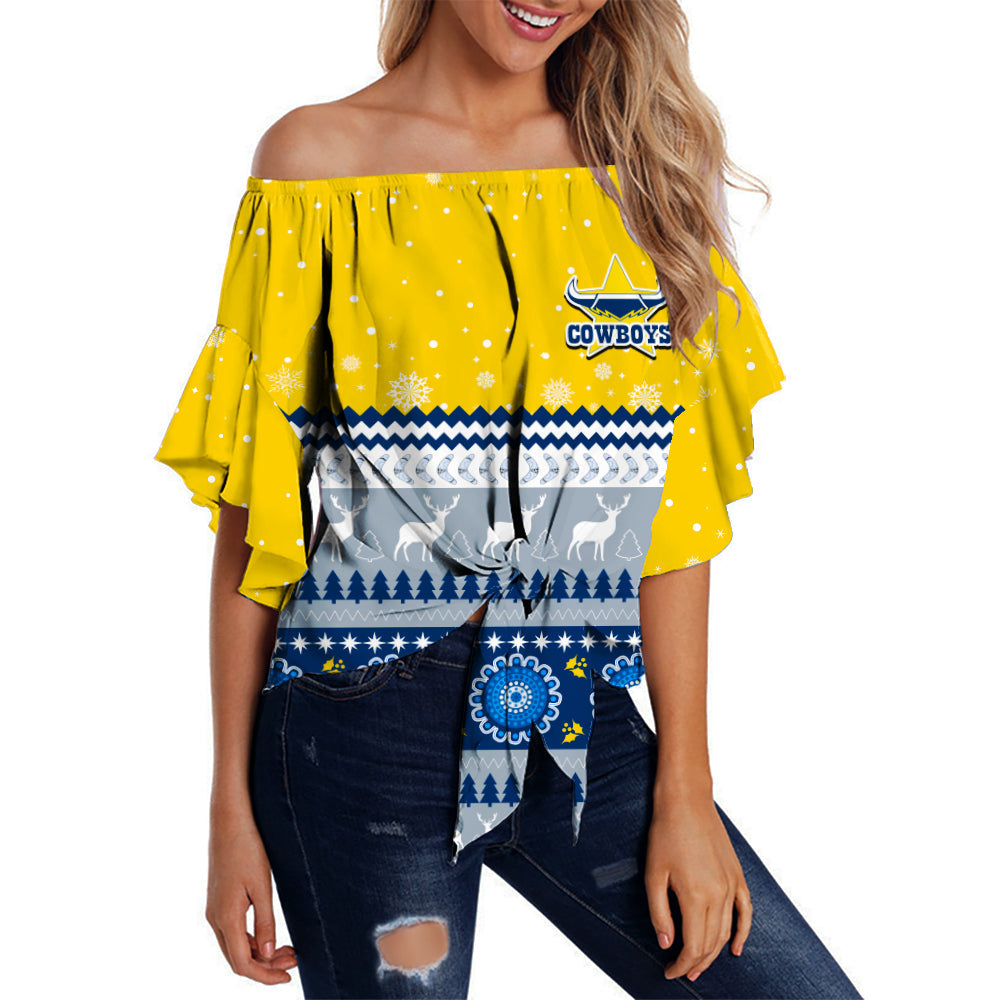 custom-personalised-cowboys-aboriginal-off-shoulder-waist-wrap-top-christmas-north-queensland