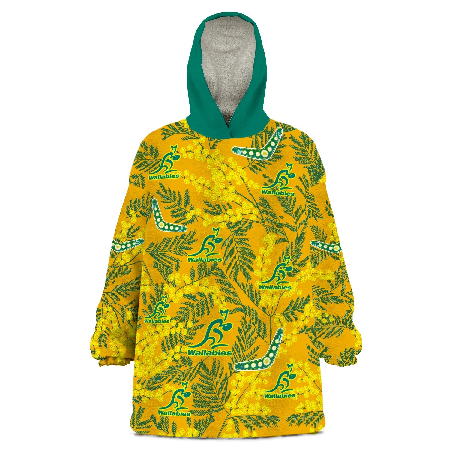 wallabies-rugby-wearable-blanket-hoodie-golden-wattle-aboriginal-boomerang-style-hawaii