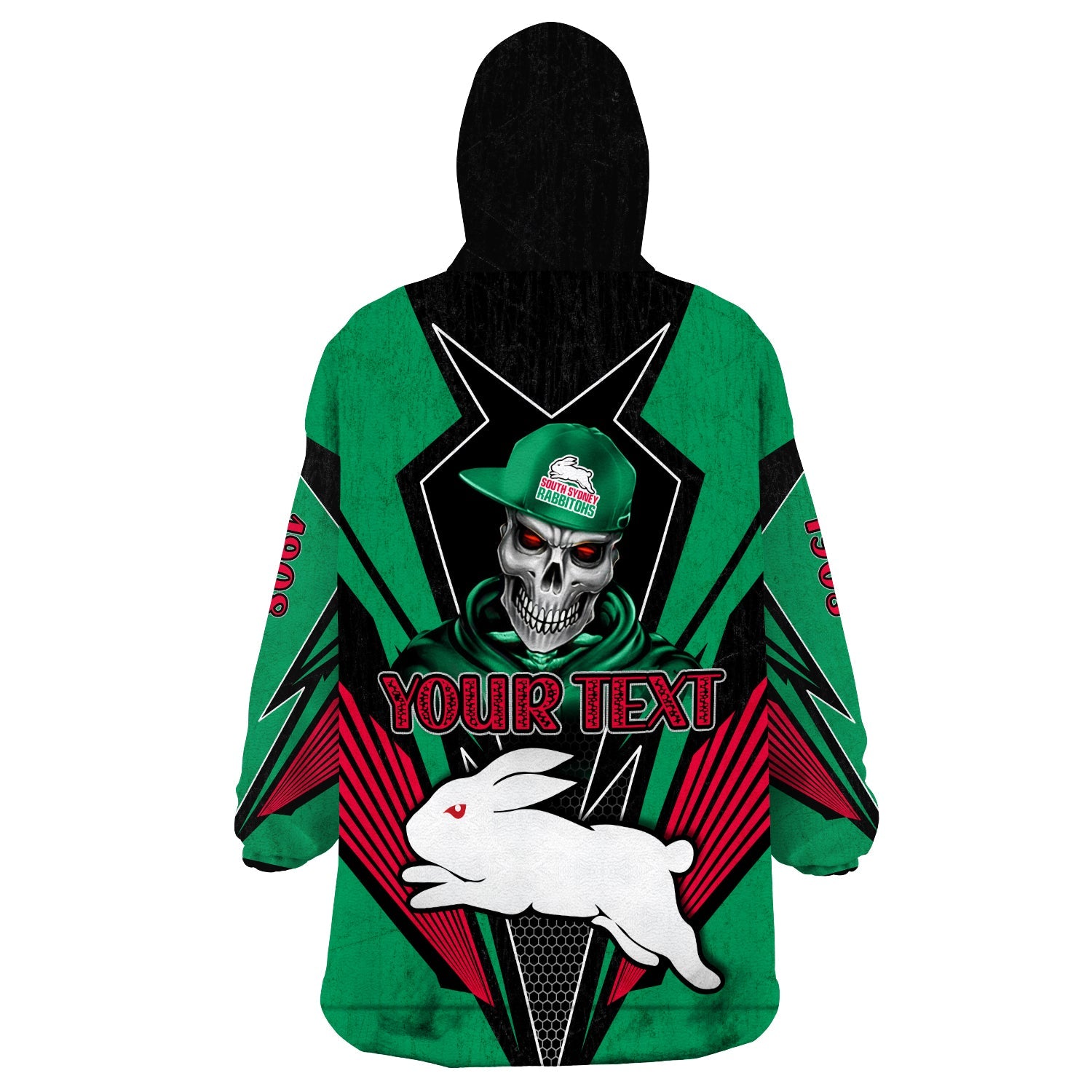 custom-personalised-rabbitohs-rugby-wearable-blanket-hoodie-mascot-south-sydney-since-1908-cool-skull
