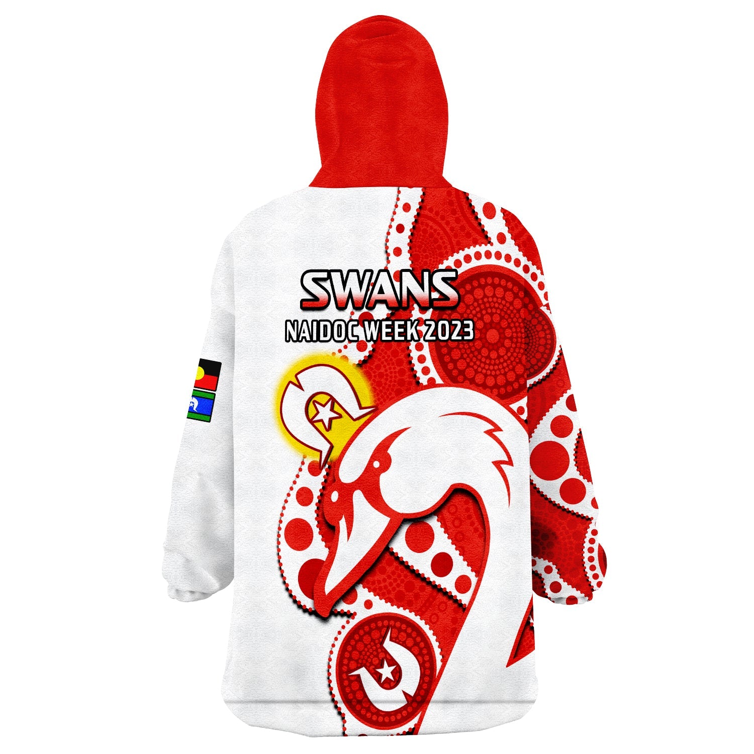 swans-football-naidoc-2023-wearable-blanket-hoodie-sydney-for-our-elders-indigenous-art