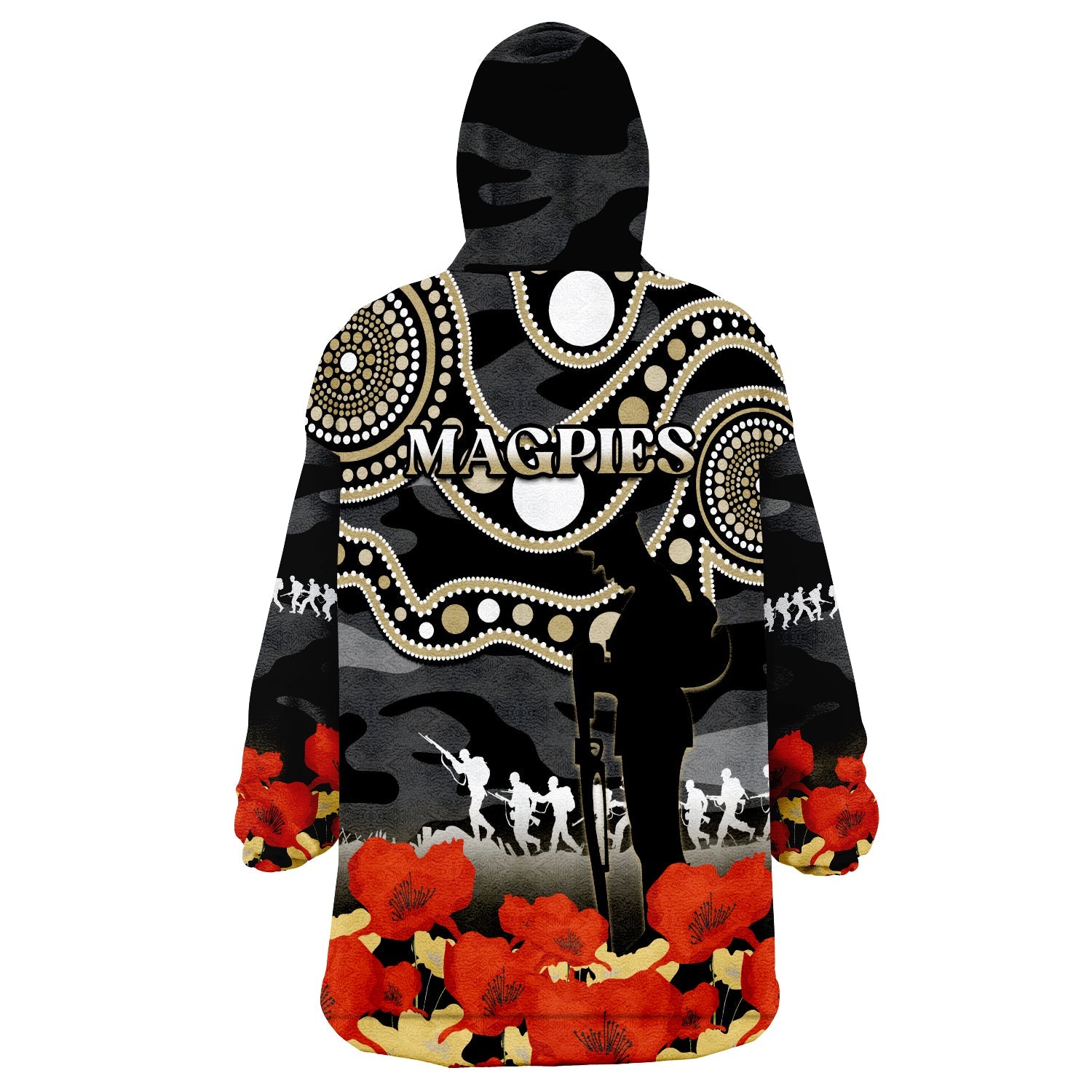 collingwood-football-anzac-2023-wearable-blanket-hoodie-aboriginal-mix-poppy-camouflage