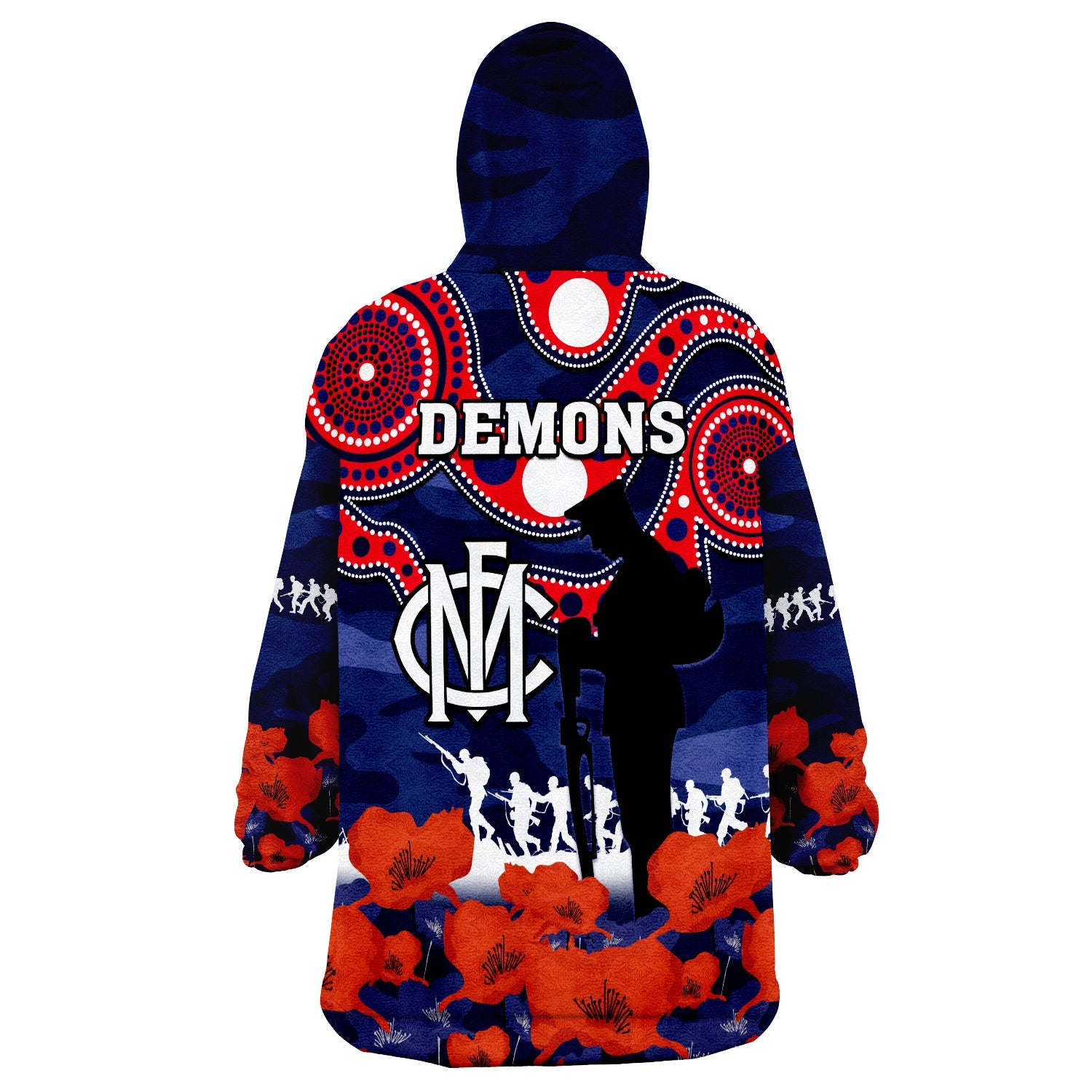melbourne-football-anzac-2023-wearable-blanket-hoodie-demons-aboriginal-mix-poppy-camouflage