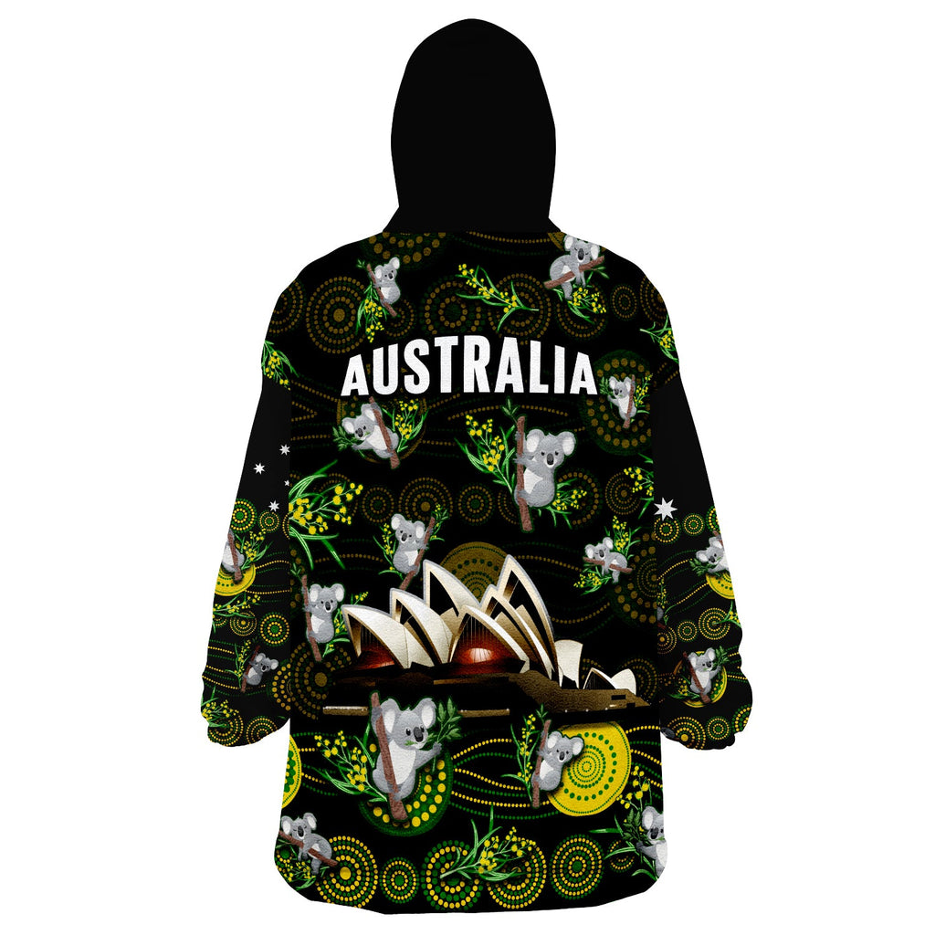 australia-wearable-blanket-hoodie-aboriginal-golden-wattle-mix-koala-and-sydney-opera-house