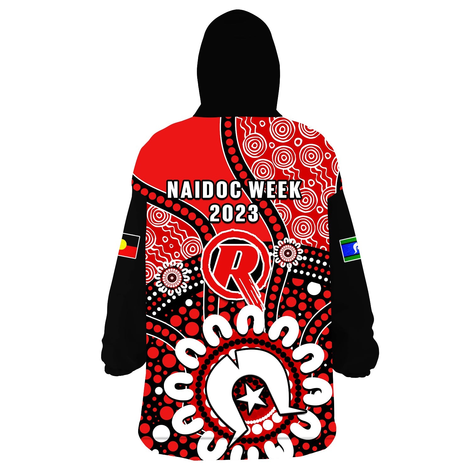 melbourne-renegades-naidoc-2023-wearable-blanket-hoodie-indigenous-for-our-elders