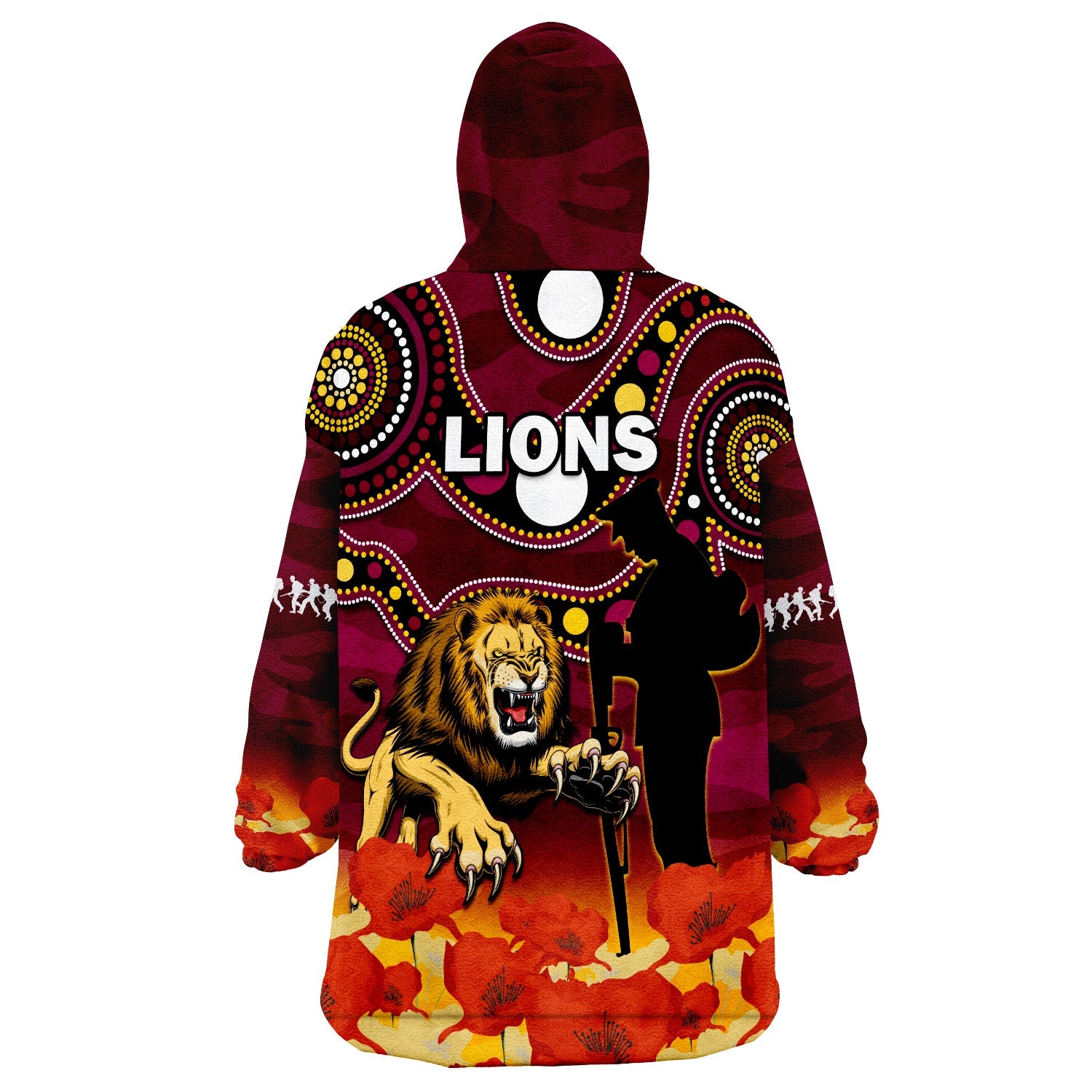 brisbane-lions-football-anzac-2023-wearable-blanket-hoodie-aboriginal-mix-poppy-camouflage