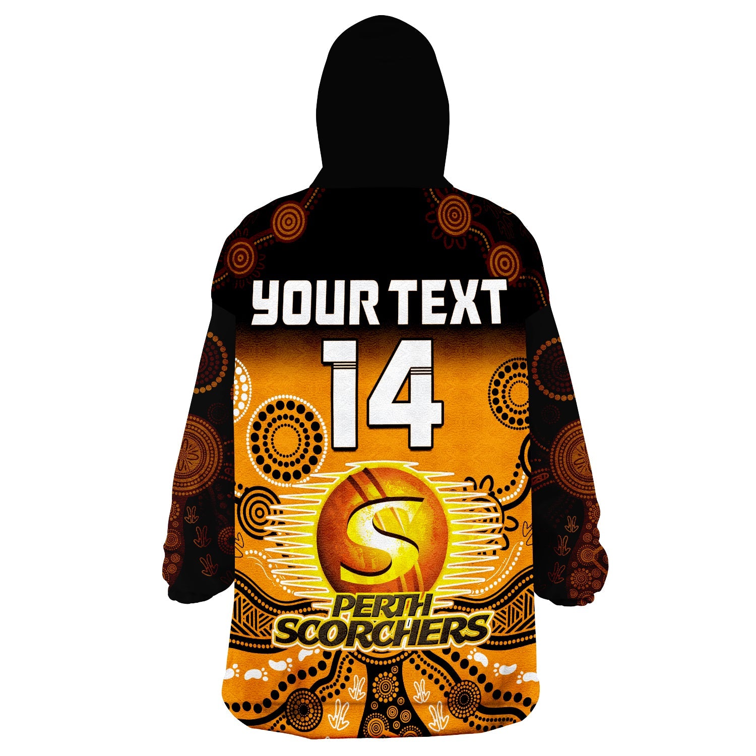 custom-text-and-number-perth-scorchers-wearable-blanket-hoodie-gradient-aboriginal-dot-painting