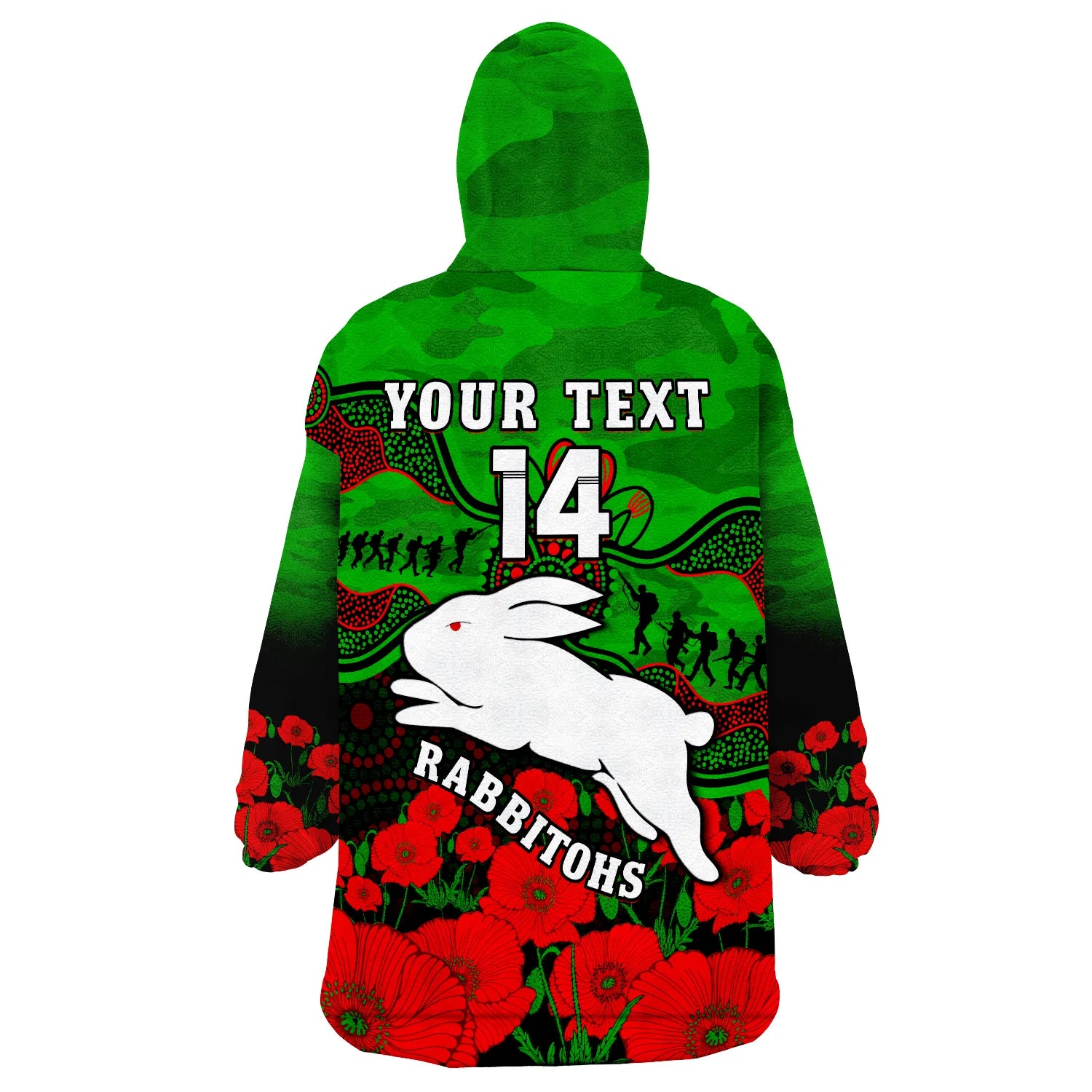 custom-text-and-number-rabbitohs-rugby-anzac-wearable-blanket-hoodie-south-sydney-camouflage-poppy-aboriginal