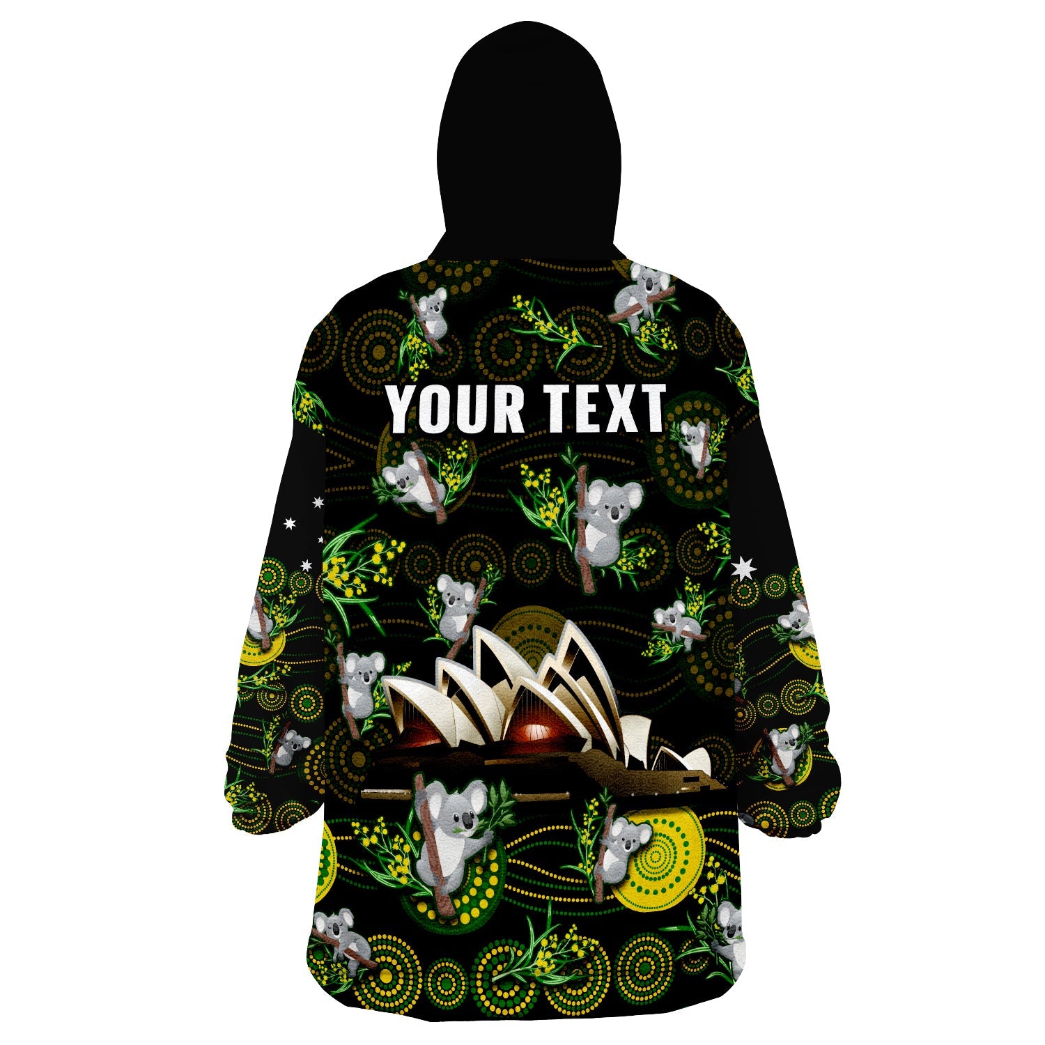 custom-personalised-australia-wearable-blanket-hoodie-aboriginal-golden-wattle-mix-koala-and-sydney-opera-house