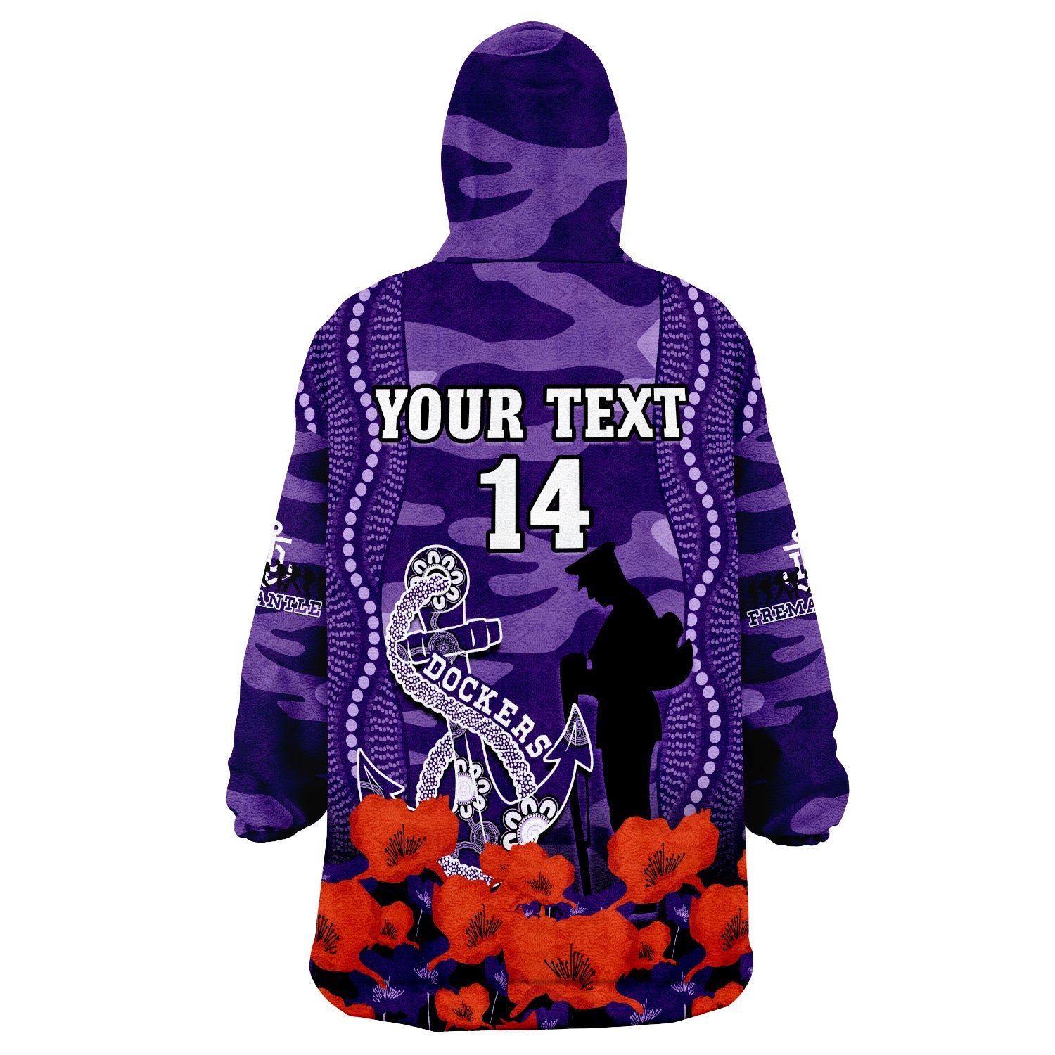 custom-text-and-number-dockers-football-anzac-2023-wearable-blanket-hoodie-aboriginal-mix-poppy-camouflage