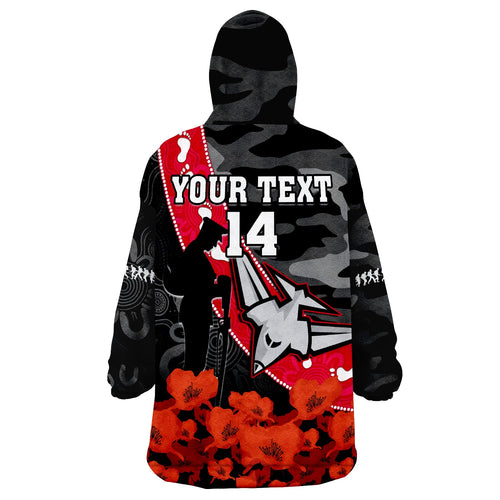 custom-text-and-number-essendon-football-anzac-2023-wearable-blanket-hoodie-bombers-aboriginal-mix-poppy-camouflage