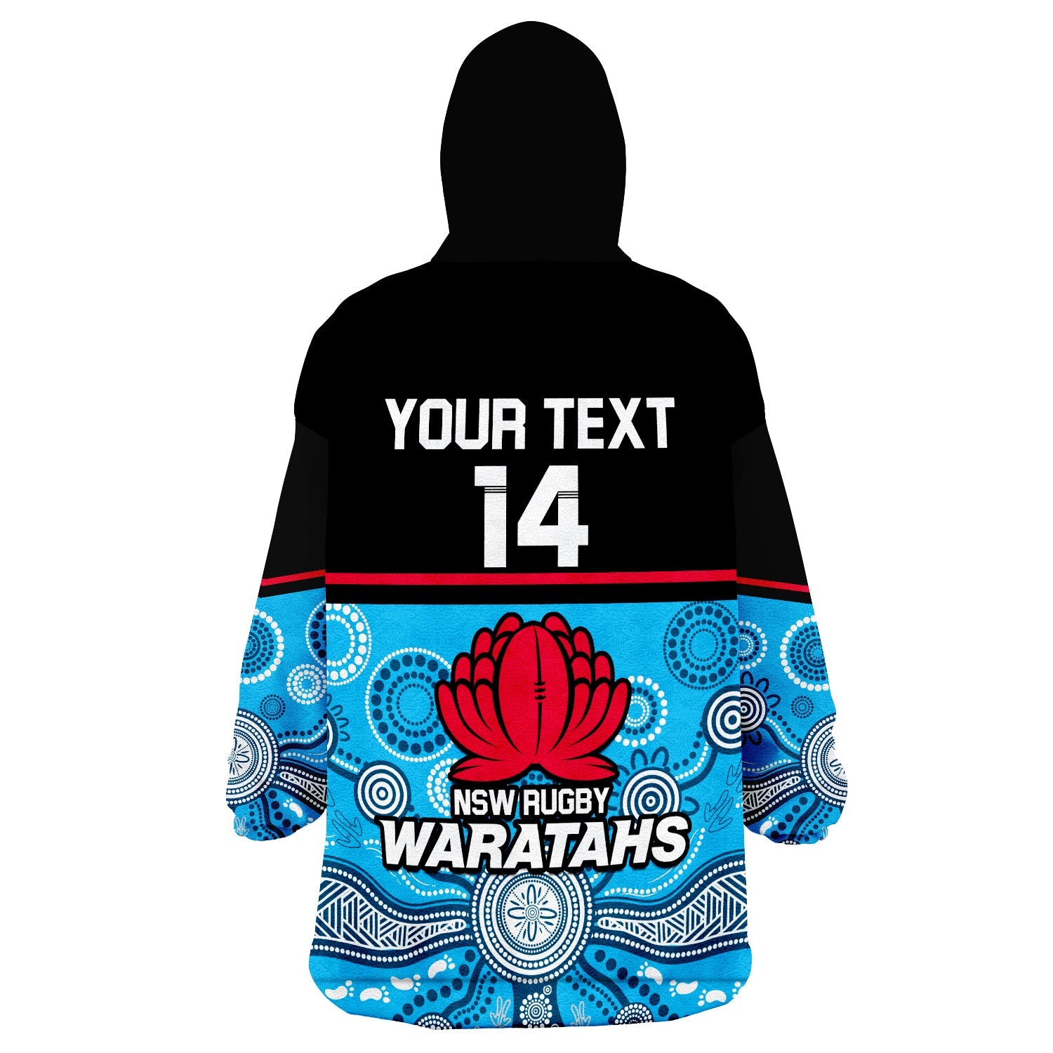 custom-text-and-number-waratahs-super-rugby-2023-wearable-blanket-hoodie-nsw-tahs-indigenous-art