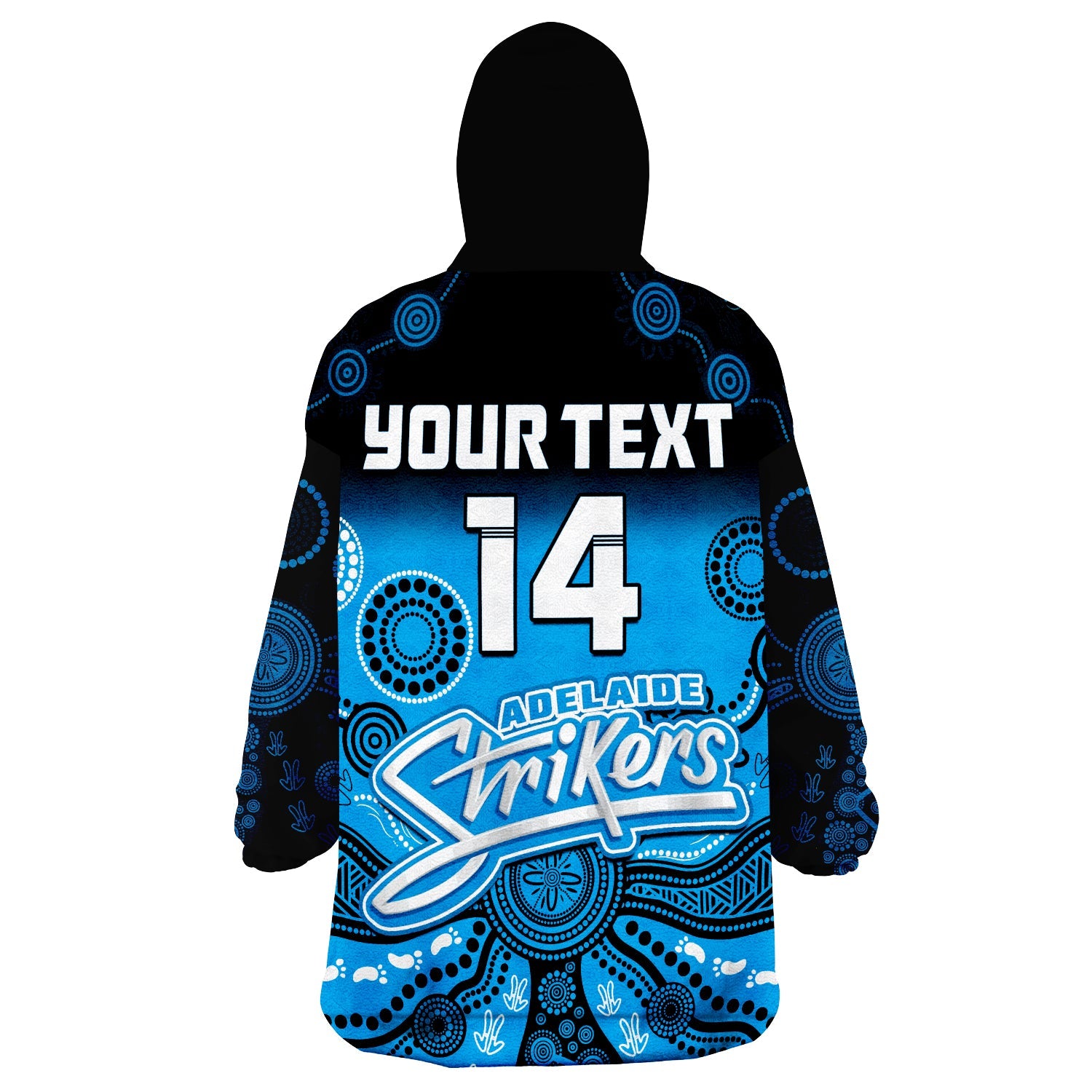 custom-text-and-number-adelaide-strikers-wearable-blanket-hoodie-gradient-aboriginal-dot-painting