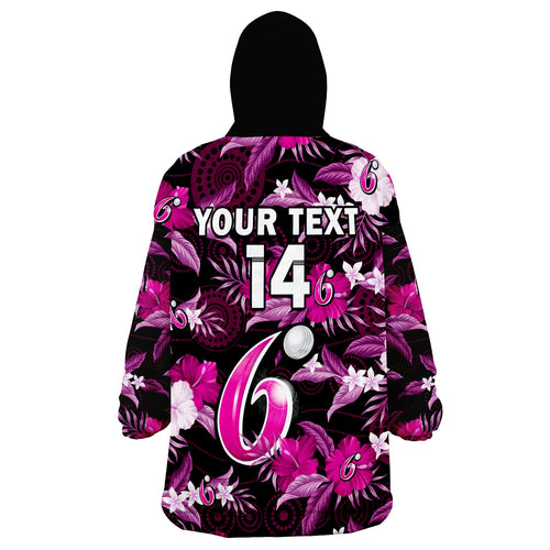 custom-text-and-number-sydney-sixers-cricket-wearable-blanket-hoodie-aboriginal-art-mix-tropical-flowers