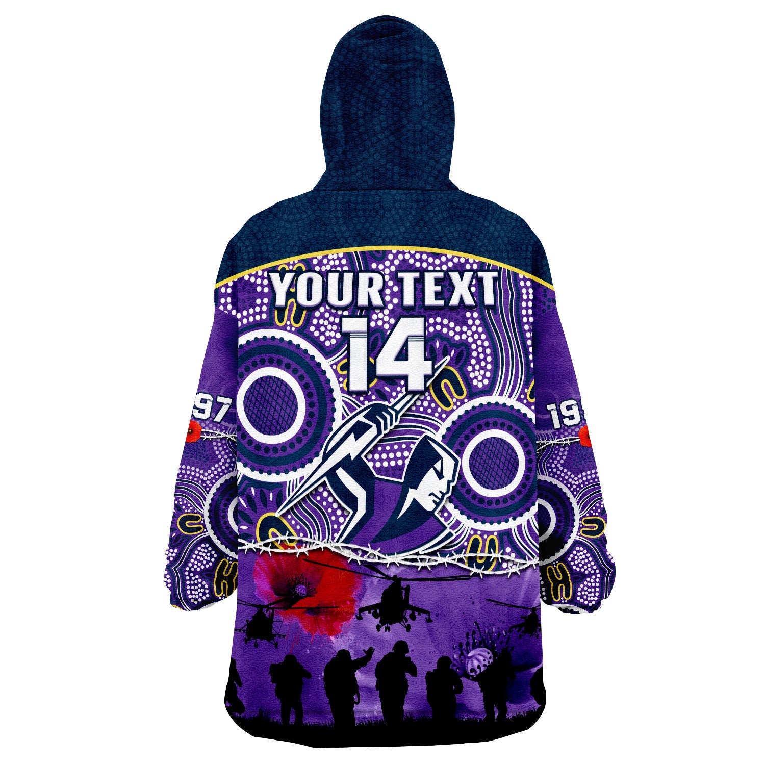 custom-text-and-number-melbourne-storm-rugby-anzac-wearable-blanket-hoodie-indigenous-poppy-australian-army
