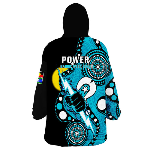 port-adelaide-football-naidoc-2023-wearable-blanket-hoodie-for-our-elders-indigenous-art