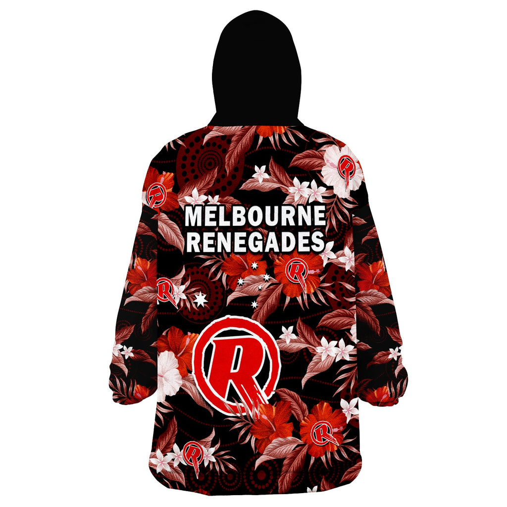melbourne-renegades-cricket-wearable-blanket-hoodie-aboriginal-art-mix-tropical-flowers