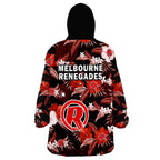 melbourne-renegades-cricket-wearable-blanket-hoodie-aboriginal-art-mix-tropical-flowers