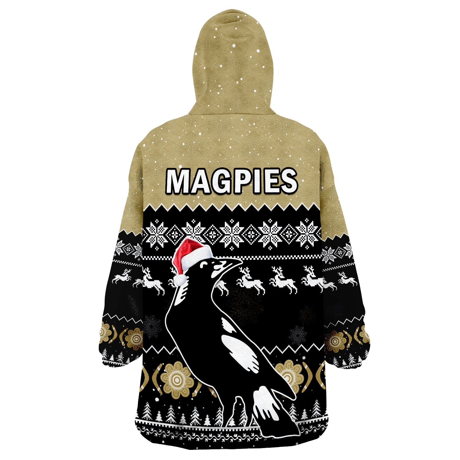 collingwood-football-wearable-blanket-hoodie-magpies-indigenous-merry-christmas