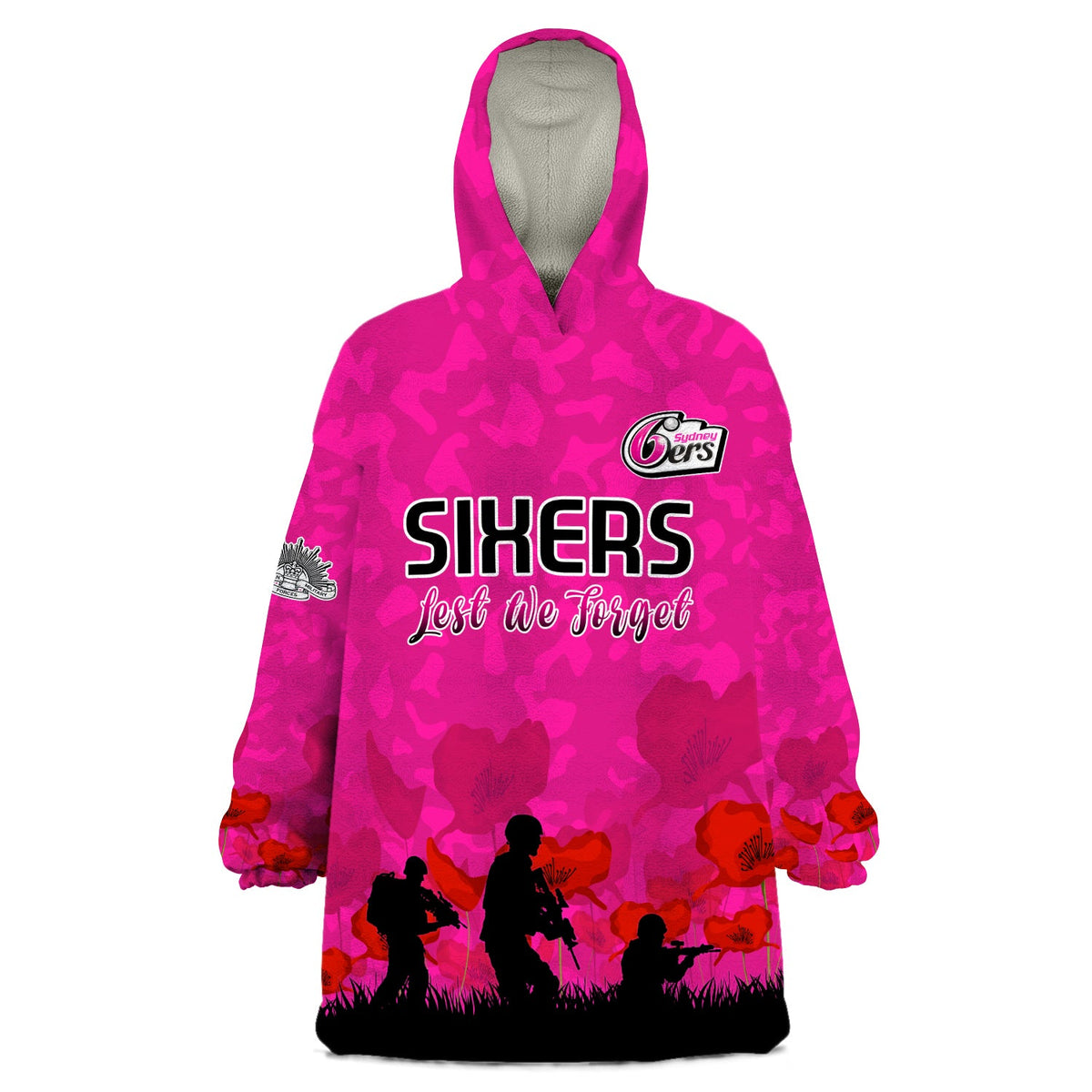 sydney-sixers-cricket-wearable-blanket-hoodie-anzac-day-camouflage-poppy-lest-we-forget