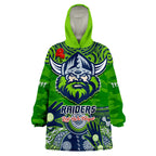raiders-rugby-anzac-2023-wearable-blanket-hoodie-dots-poppy-mix-camouflage-lest-we-forget
