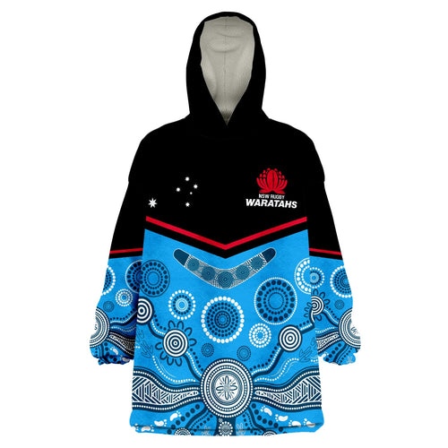 custom-text-and-number-waratahs-super-rugby-2023-wearable-blanket-hoodie-nsw-tahs-indigenous-art
