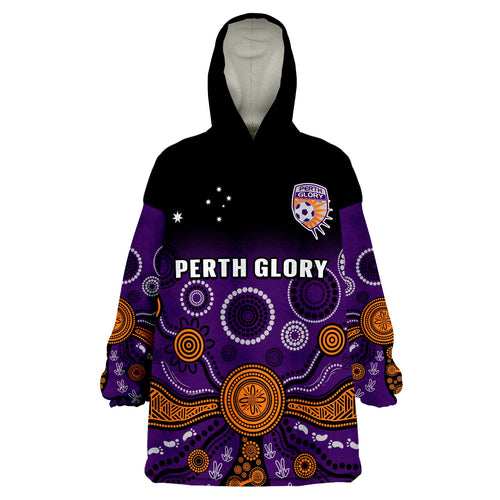 custom-text-and-number-perth-glory-football-wearable-blanket-hoodie-aboriginal-art