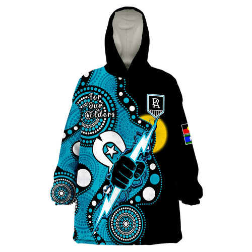 port-adelaide-football-naidoc-2023-wearable-blanket-hoodie-for-our-elders-indigenous-art