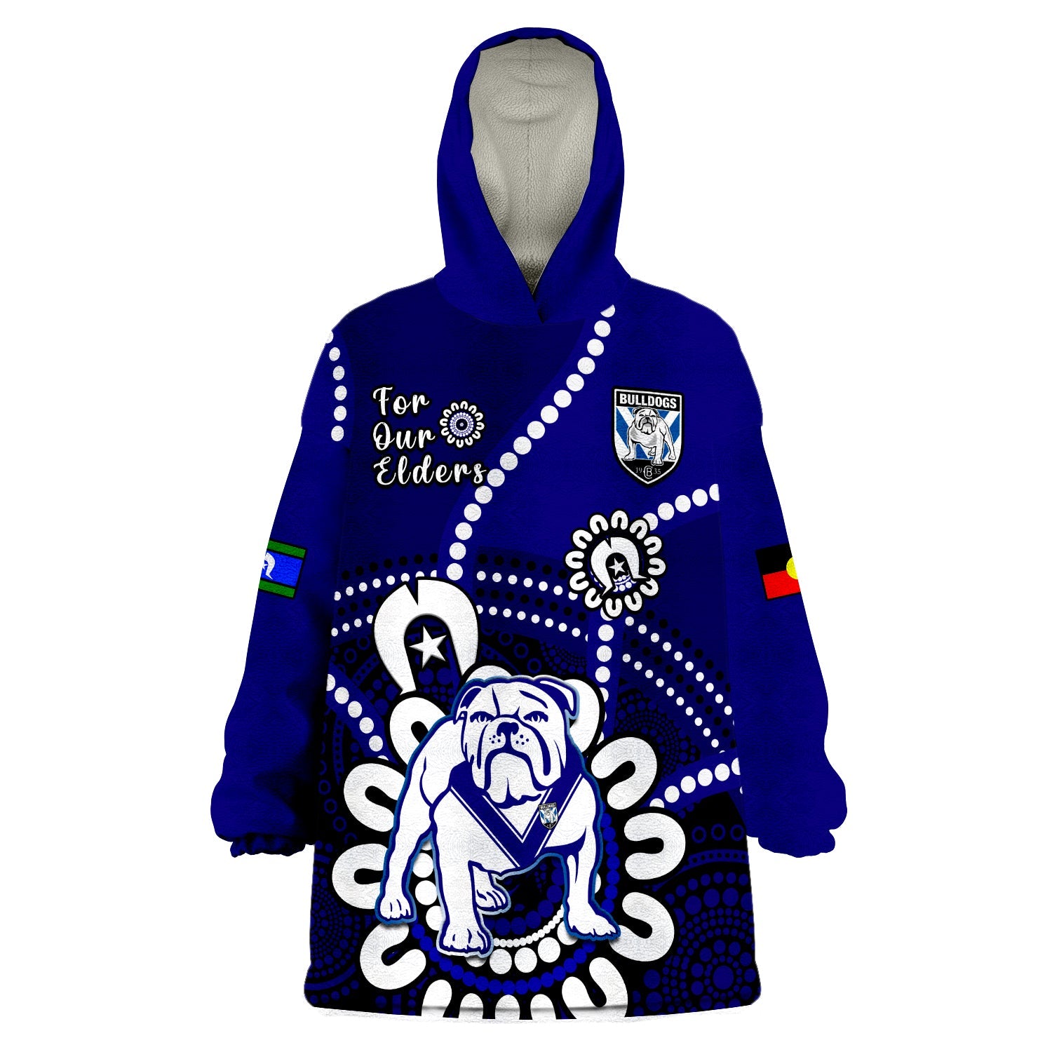 custom-text-and-number-bulldogs-rugby-naidoc-2023-wearable-blanket-hoodie-for-our-elders-aboriginal