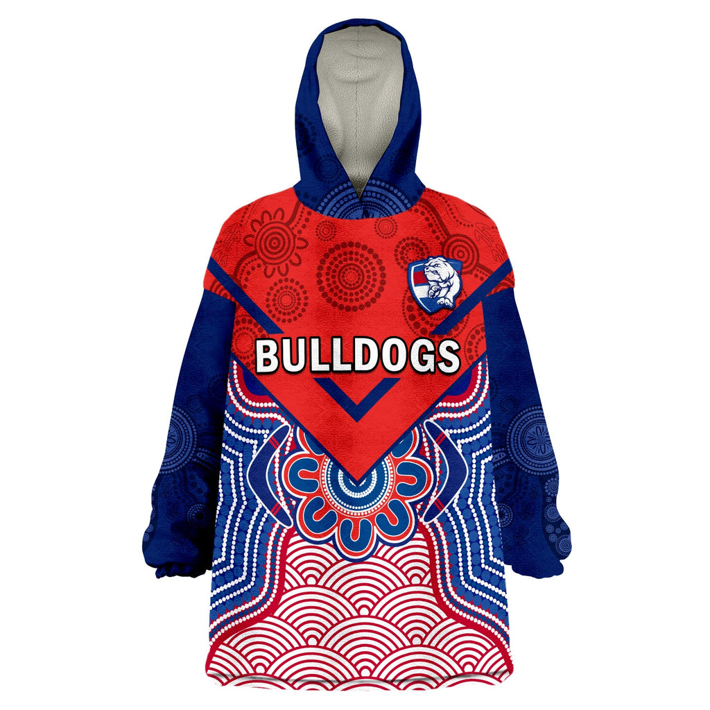custom-text-and-number-bulldogs-football-wearable-blanket-hoodie-western-doggies-aboriginal-art
