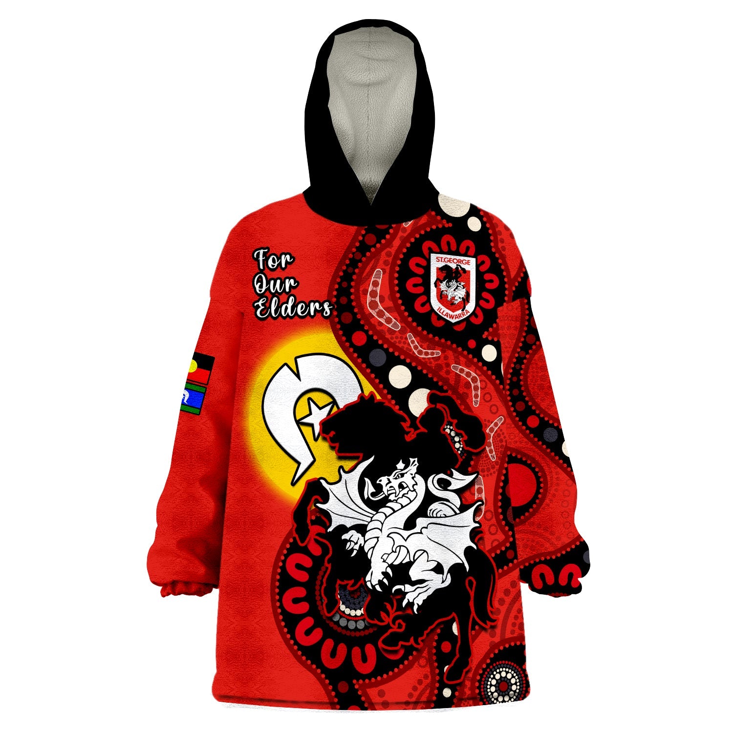 custom-text-and-number-dragons-rugby-naidoc-2023-wearable-blanket-hoodie-for-our-elders-aboriginal
